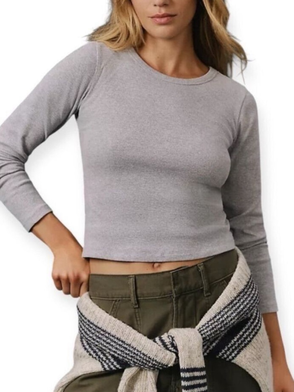 Maeve Gray Long Sleeve Shirt